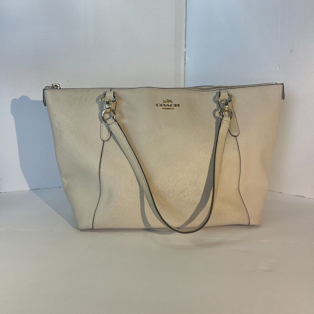 Coach Ava Tote Ivory Leather Shoulder Bag F57526 Chalk Designer Y2K Luxury